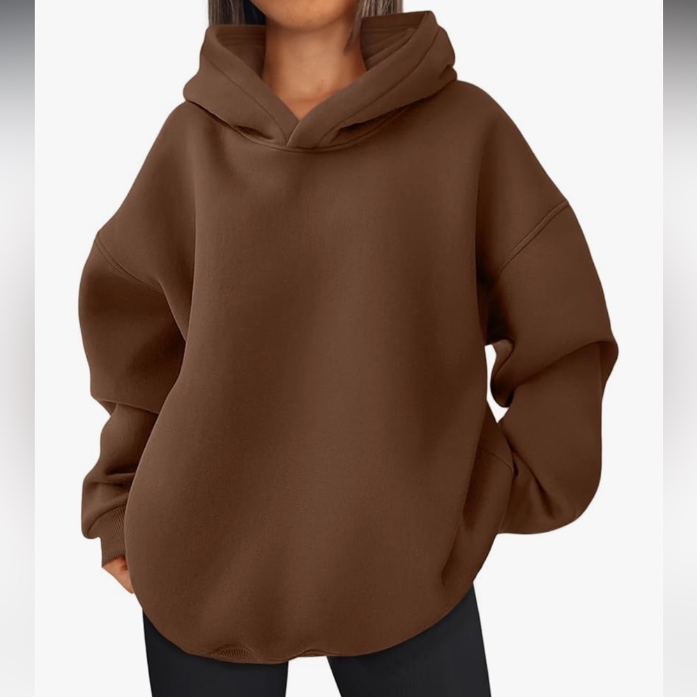 Womens Oversized brown Hoodies Sweatshirts Fleece Hooded Pullover Sweater size S